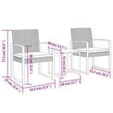 3 piece Garden Dining Set with Cushions Black PP Rattan - Close-Up Angle