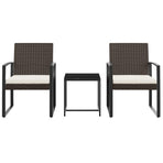 3 piece Garden Dining Set with Cushions Brown PP Rattan