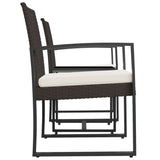 3 piece Garden Dining Set with Cushions Brown PP Rattan - Top-Down View