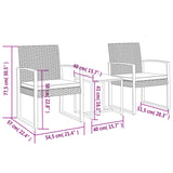 3 piece Garden Dining Set with Cushions Brown PP Rattan - Close-Up Angle
