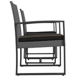3 piece Garden Dining Set with Cushions Dark Grey PP Rattan - Top-Down View