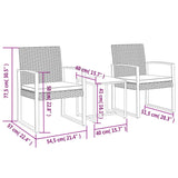 3 piece Garden Dining Set with Cushions Dark Grey PP Rattan - Close-Up Angle
