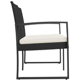 2-Seater Garden Bench with Cushions Black PP Rattan - Top-Down View