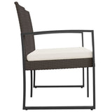 2-Seater Garden Bench with Cushions Brown PP Rattan