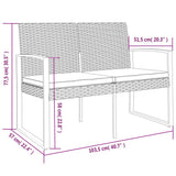 2-Seater Garden Bench with Cushions Brown PP Rattan