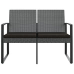 2-Seater Garden Bench with Cushions Dark Grey PP Rattan