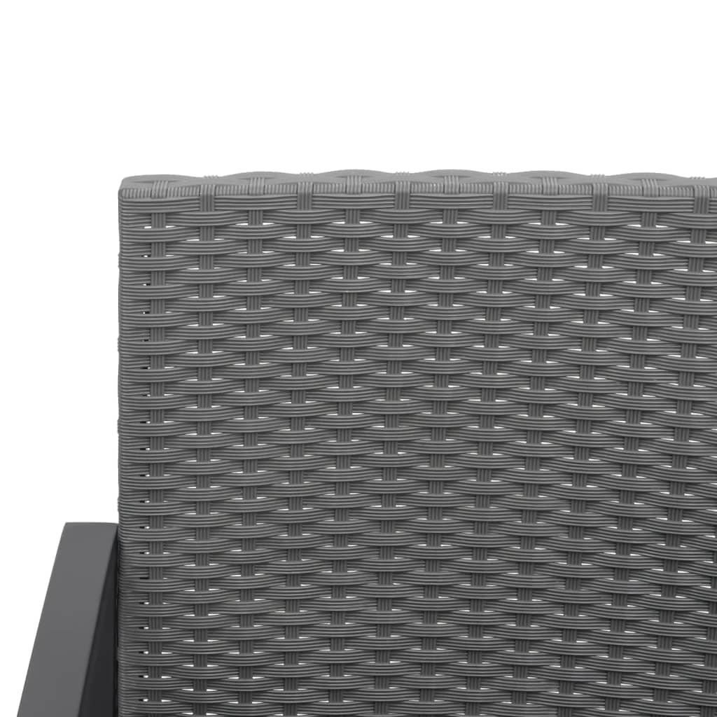 2-Seater Garden Bench with Cushions Dark Grey PP Rattan