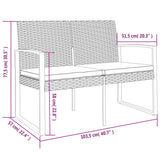 2-Seater Garden Bench with Cushions Dark Grey PP Rattan