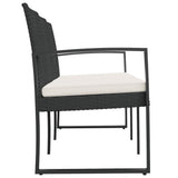 3-Seater Garden Bench with Cushions Black PP Rattan - Top-Down View