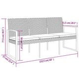 3-Seater Garden Bench with Cushions Black PP Rattan - Close-Up Angle
