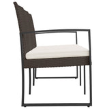 3-Seater Garden Bench with Cushions Brown PP Rattan - Top-Down View