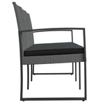 3-Seater Garden Bench with Cushions Dark Grey PP Rattan