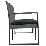 3-Seater Garden Bench with Cushions Dark Grey PP Rattan - Top-Down View