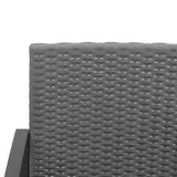 3-Seater Garden Bench with Cushions Dark Grey PP Rattan - Rear View