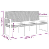 3-Seater Garden Bench with Cushions Dark Grey PP Rattan