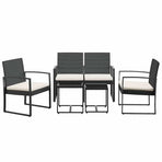 5 piece Garden Dining Set with Cushions Black PP Rattan