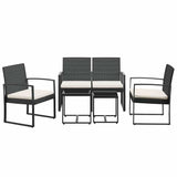 5 piece Garden Dining Set with Cushions Black PP Rattan - Side View