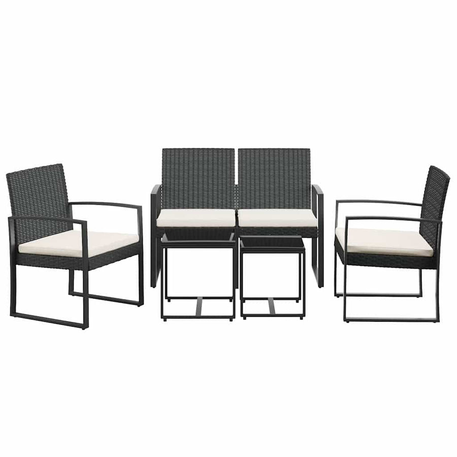 5 piece Garden Dining Set with Cushions Black PP Rattan