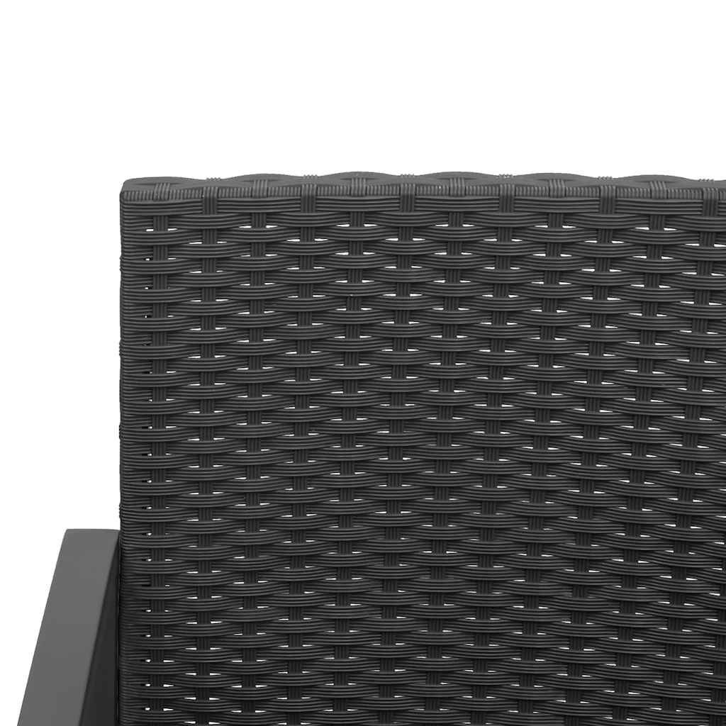 5 piece Garden Dining Set with Cushions Black PP Rattan