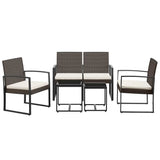5 piece Garden Dining Set with Cushions Brown PP Rattan