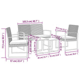 5 piece Garden Dining Set with Cushions Dark Grey PP Rattan