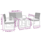 5 piece Garden Dining Set with Cushions Dark Grey PP Rattan - Rear View