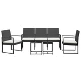 5 piece Garden Dining Set with Cushions Black PP Rattan