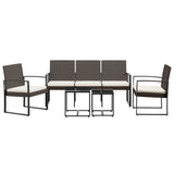 5 piece Garden Dining Set with Cushions Brown PP Rattan