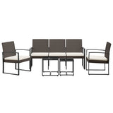 5 piece Garden Dining Set with Cushions Brown PP Rattan - Side View