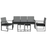 5 piece Garden Dining Set with Cushions Dark Grey PP Rattan - Side View