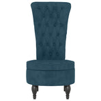High Back Chair Blue Velvet Button Design