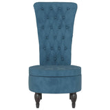 High Back Chair Blue Velvet Button Design - Side View