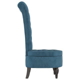 High Back Chair Blue Velvet Button Design - Top-Down View