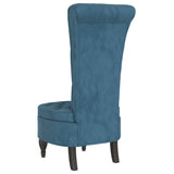 High Back Chair Blue Velvet Button Design - 45-Degree Angle
