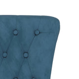 High Back Chair Blue Velvet Button Design - Rear View