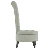 High Back Chair Light Grey Velvet Button Design - Top-Down View