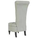 High Back Chair Light Grey Velvet Button Design - 45-Degree Angle