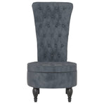 High Back Chair Dark Grey Velvet Button Design