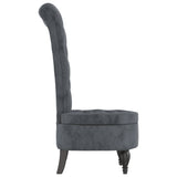 High Back Chair Dark Grey Velvet Button Design - Top-Down View