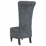 High Back Chair Dark Grey Velvet Button Design - 45-Degree Angle