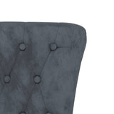 High Back Chair Dark Grey Velvet Button Design - Rear View
