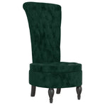 High Back Chair Dark Green Velvet Button Design