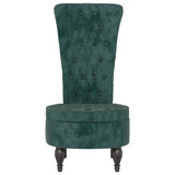 High Back Chair Dark Green Velvet Button Design - Side View