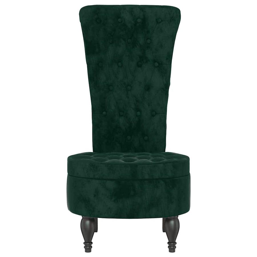 High Back Chair Dark Green Velvet Button Design