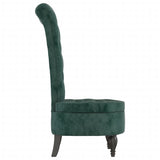 High Back Chair Dark Green Velvet Button Design - Top-Down View