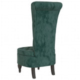 High Back Chair Dark Green Velvet Button Design - 45-Degree Angle