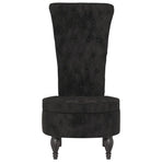 High Back Chair Black Velvet Button Design