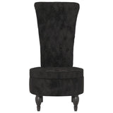 High Back Chair Black Velvet Button Design - Side View