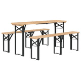 3 Piece Folding Beer Table Set Solid Wood Fir - Side View