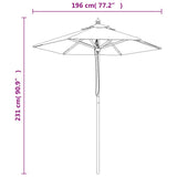 Garden Parasol with Wooden Pole Sand 196x231 cm - Low Angle